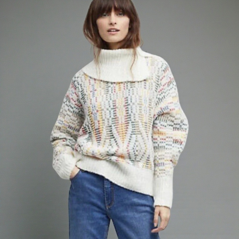 Anthropologie Chunky Cream Chalet‎ Sweater L NWT